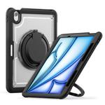 For iPad Air 11 2025 / 2024 Honeycomb Hybrid Tablet Case with Handle Holder & Strap(Transparent)