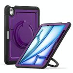 For iPad Air 11 2025 / 2024 Honeycomb Hybrid Tablet Case with Handle Holder & Strap(Purple)