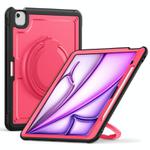 For iPad Air 13 2025 / 2024 Honeycomb Hybrid Tablet Case with Handle Holder & Strap(Rose Red)