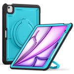 For iPad Air 13 2025 / 2024 Honeycomb Hybrid Tablet Case with Handle Holder & Strap(Light Blue)