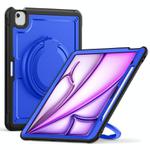 For iPad Air 13 2025 / 2024 Honeycomb Hybrid Tablet Case with Handle Holder & Strap(Dark Blue)