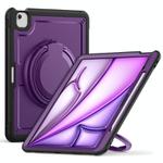 For iPad Air 13 2025 / 2024 Honeycomb Hybrid Tablet Case with Handle Holder & Strap(Purple)