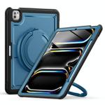 For iPad Pro 13 2024 Honeycomb Hybrid Tablet Case with Handle Holder & Strap(Navy Blue)
