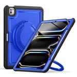 For iPad Pro 13 2024 Honeycomb Hybrid Tablet Case with Handle Holder & Strap(Dark Blue)