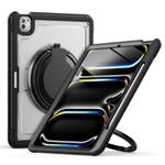 For iPad Pro 13 2024 Honeycomb Hybrid Tablet Case with Handle Holder & Strap(Transparent)