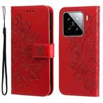 For Xiaomi 15 Seven-petal Flowers Embossing Leather Phone Case(Red)