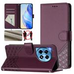 For OnePlus 12R 5G Global Honeycomb Embossing RFID Leather Phone Case(Violet)