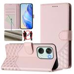 For OnePlus Nord 3 / Ace 2V Honeycomb Embossing RFID Leather Phone Case(Pink)