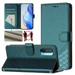 For OnePlus Nord CE 5G Honeycomb Embossing RFID Leather Phone Case(Peacock Green)