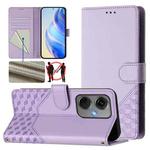 For OnePlus Nord CE3 5G India Honeycomb Embossing RFID Leather Phone Case(Light Purple)