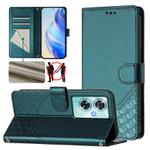 For OnePlus Nord N30 SE 5G Honeycomb Embossing RFID Leather Phone Case(Peacock Green)