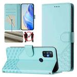 For OnePlus Nord N10 5G Honeycomb Embossing RFID Leather Phone Case(Mint Green)