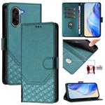 For OnePlus Ace 5 Racing Honeycomb Embossing RFID Leather Phone Case(Peacock Green)