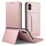 For iPhone X / XS Strong Magnetism Shockproof Horizontal Flip Liquid Feel Leather Case with Holder & Card Slots & Wallet(Rose Gold)