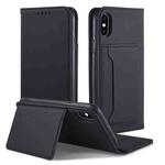 For iPhone X / XS Strong Magnetism Shockproof Horizontal Flip Liquid Feel Leather Case with Holder & Card Slots & Wallet(Black)
