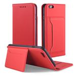For iPhone 6 / 6s Strong Magnetism Shockproof Horizontal Flip Liquid Feel Leather Case with Holder & Card Slots & Wallet(Red)