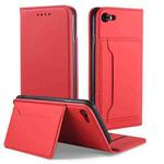 For iPhone SE 2022 / SE 2020 / 8 / 7 Strong Magnetism Shockproof Horizontal Flip Liquid Feel Leather Case with Holder & Card Slots & Wallet(Red)