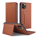 For iPhone 11 Pro Max Strong Magnetism Shockproof Horizontal Flip Liquid Feel Leather Case with Holder & Card Slots & Wallet(Brown)