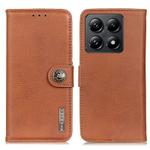 For Xiaomi 14T Pro KHAZNEH Cowhide Texture Horizontal Flip Leather Phone Case(Brown)