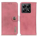 For Xiaomi 14T Pro KHAZNEH Cowhide Texture Horizontal Flip Leather Phone Case(Pink)