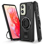 For Motorola Moto G Stylus 5G 2024 Ring Holder Carbon Fiber PC Hybrid TPU Phone Case(Black)