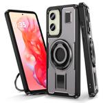 For Motorola Moto G Stylus 5G 2024 Ring Holder Carbon Fiber PC Hybrid TPU Phone Case(Grey)