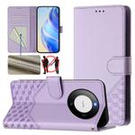 For Huawei Mate 60 Honeycomb Embossing RFID Leather Phone Case(Light Purple)