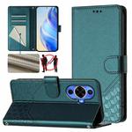 For Huawei nova 12S 4G Honeycomb Embossing RFID Leather Phone Case(Peacock Green)