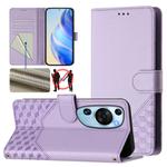 For Huawei P60 Art Honeycomb Embossing RFID Leather Phone Case(Light Purple)