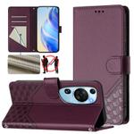 For Huawei P60 Art Honeycomb Embossing RFID Leather Phone Case(Violet)