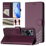 For Huawei P60 / P60 Pro Honeycomb Embossing RFID Leather Phone Case(Violet)