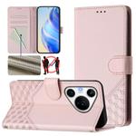 For Huawei Pura 70 Pro / Pura 70 Pro+ Honeycomb Embossing RFID Leather Phone Case(Pink)