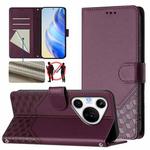 For Huawei Pura 70 Pro / Pura 70 Pro+ Honeycomb Embossing RFID Leather Phone Case(Violet)