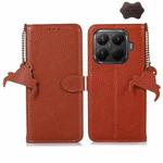 For Xiaomi 15T Pro 5G Genuine Leather Litchi Texture RFID Leather Phone Case(Coffee)