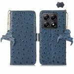 For Xiaomi 14T Pro Ostrich Pattern Genuine Leather RFID Phone Case(Blue)