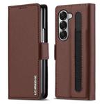 For Samsung Galaxy Z Fold5 LC.IMEEKE L1 Series Frosted Fine Texture PU Phone Case with Pen Slot, Pen Not Included(Black)