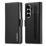 For Samsung Galaxy Z Fold7 5G LC.IMEEKE L1 Series Frosted Fine Texture PU Phone Case with Pen Slot, Pen Not Included(Black)