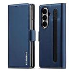 For Samsung Galaxy Z Fold7 5G LC.IMEEKE L1 Series Frosted Fine Texture PU Phone Case with Pen Slot, Pen Not Included(Blue)
