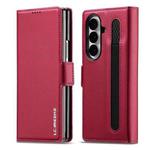 For Samsung Galaxy Z Fold7 5G LC.IMEEKE L1 Series Frosted Fine Texture PU Phone Case with Pen Slot, Pen Not Included(Red)