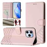 For Honor 60 SE 5G Honeycomb Embossing RFID Leather Phone Case(Pink)