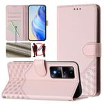 For Honor 80 GT 5G Honeycomb Embossing RFID Leather Phone Case(Pink)