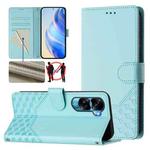 For Honor 90 Lite 5G / X50i 5G Honeycomb Embossing RFID Leather Phone Case(Mint Green)