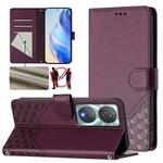 For Honor 90 Smart 5G / X7b 5G / 4G Honeycomb Embossing RFID Leather Phone Case(Violet)