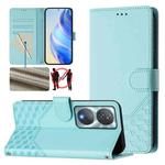 For Honor Play 50 Plus 5G Honeycomb Embossing RFID Leather Phone Case(Mint Green)