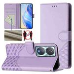 For Honor Play 50 Plus 5G Honeycomb Embossing RFID Leather Phone Case(Light Purple)