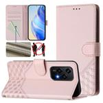 For Honor 200 Lite 5G Global Honeycomb Embossing RFID Leather Phone Case(Pink)