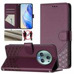 For Honor Magic5 Pro Honeycomb Embossing RFID Leather Phone Case(Violet)