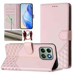 For Honor X6b Honeycomb Embossing RFID Leather Phone Case(Pink)