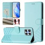 For Honor 70 Lite 5G Honeycomb Embossing RFID Leather Phone Case(Mint Green)