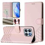 For Honor X8b 4G Honeycomb Embossing RFID Leather Phone Case(Pink)